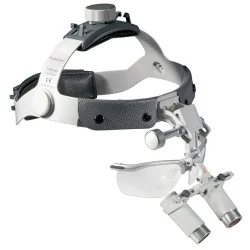 HEINE HRP 3.5x binocular loupes on headband with S-GUARD